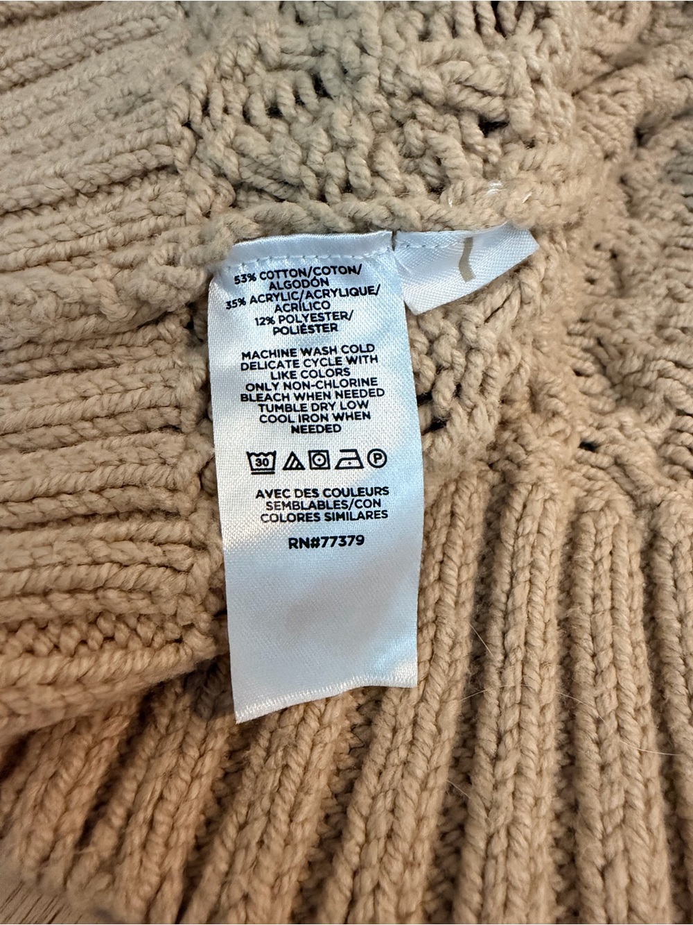 Ann Taylor Women’s Cable Knit Crewneck Sweater - Tan - Picture 3 of 4